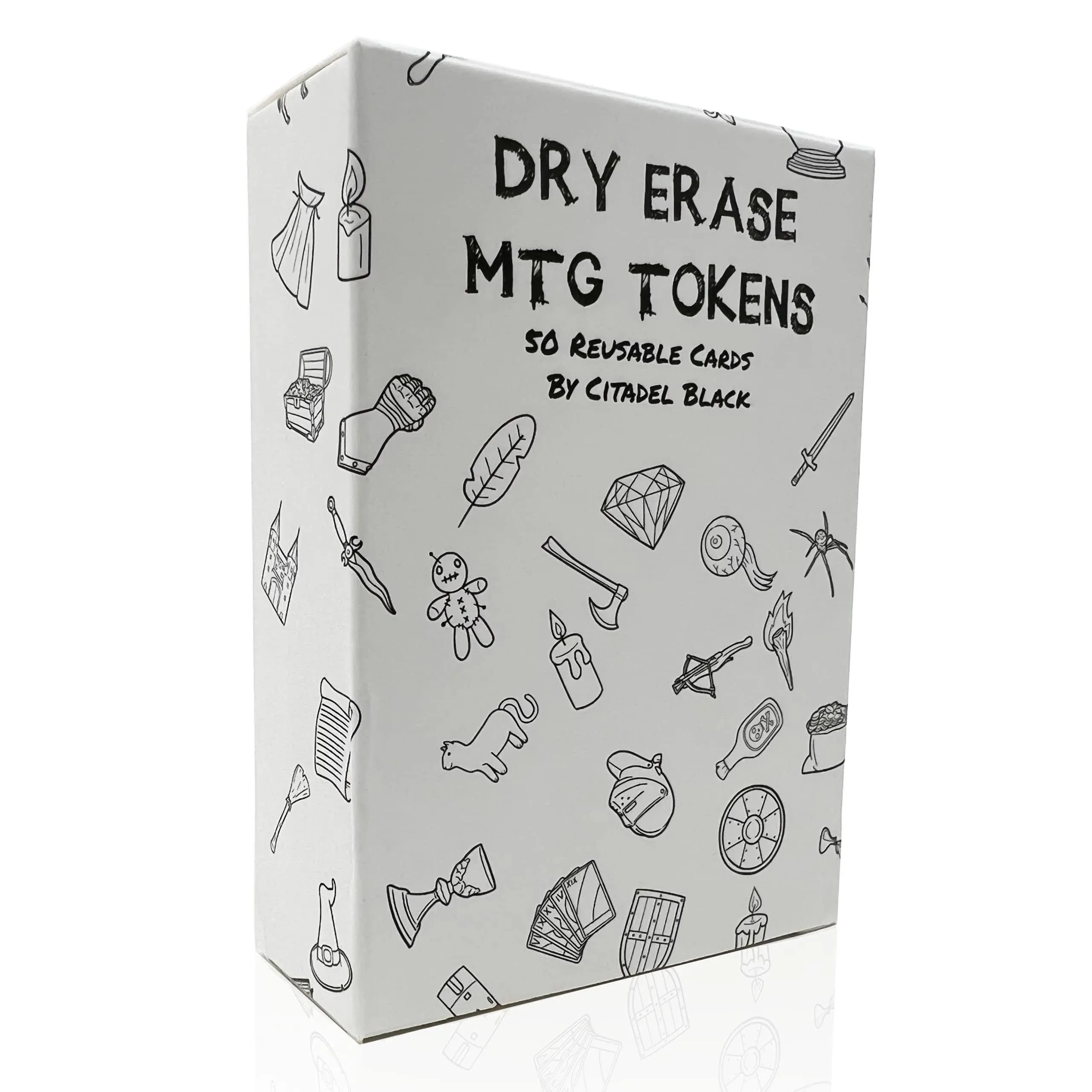 Dry Erase MTG Tokens Set of 50 Cards – with 2Pcs Erasers, Reversible Reusable Do