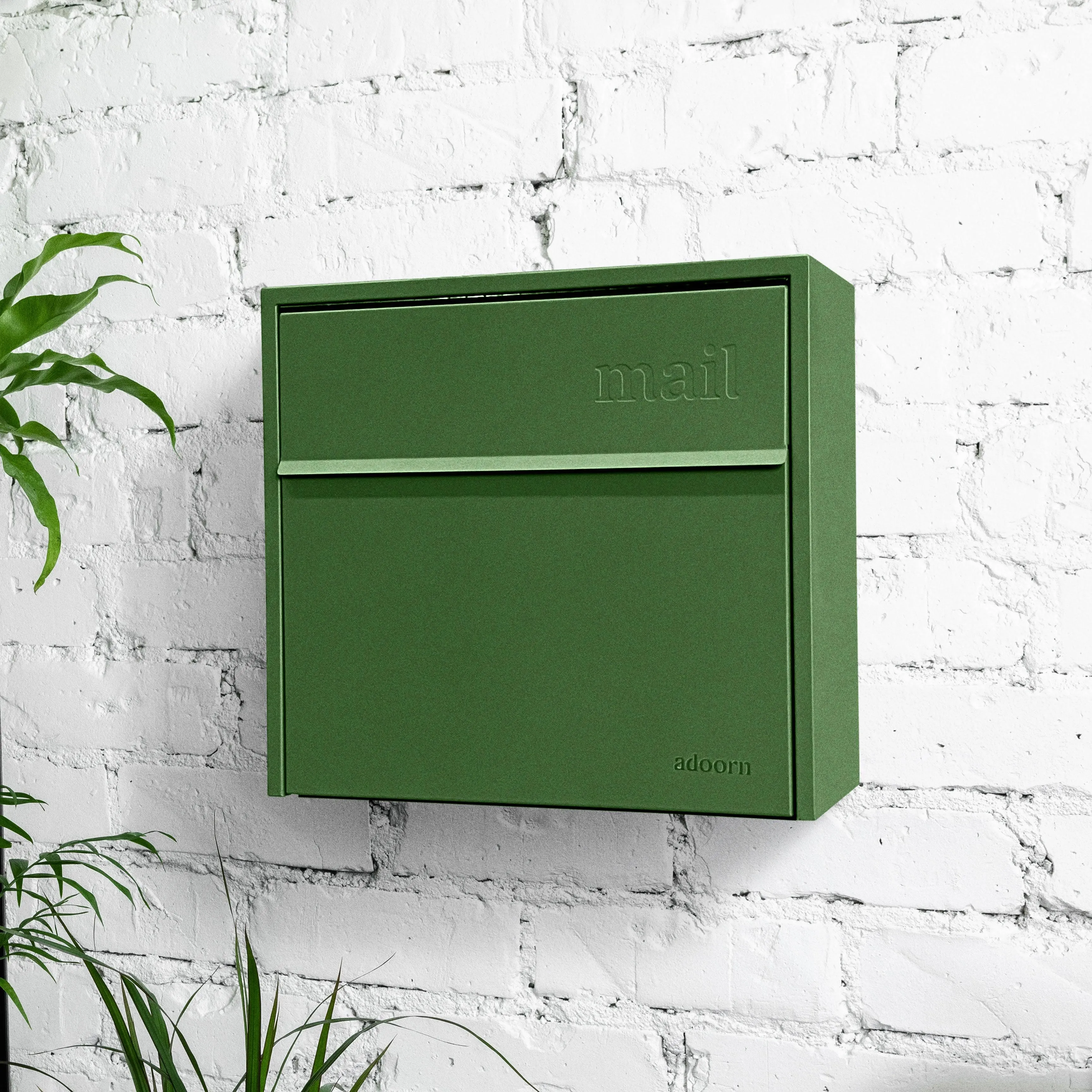 Adoorn Wall Mount Mailbox - Small, Anti-Theft Locking Mailbox, Weatherproof Mailboxes for Outside The House, 13.5" H x 15" L x 5.5" D (Dill Green)