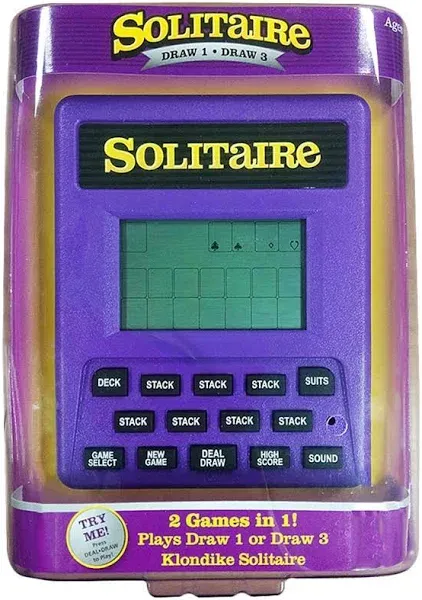 Solitaire Handheld Game Draw 1 Draw 3  Classic Game works Relaxing time. 