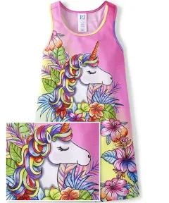 The Children's Place Girl's Tropical Hibiscus Floral Unicorn Sleeveless Nightgown