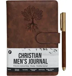 Prazoli Leather Christian Bible Prayer Journal For Men Study Scripture Notebook & Planner Daily Devotional Undated