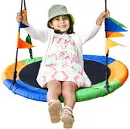 JPAXI 40 inch Tree Swing Colorful Adjustable Saucer Swing for Kids & Adults Outdoor Playground Swing Set Includes 600lb Weight Capacity Hanging Kit