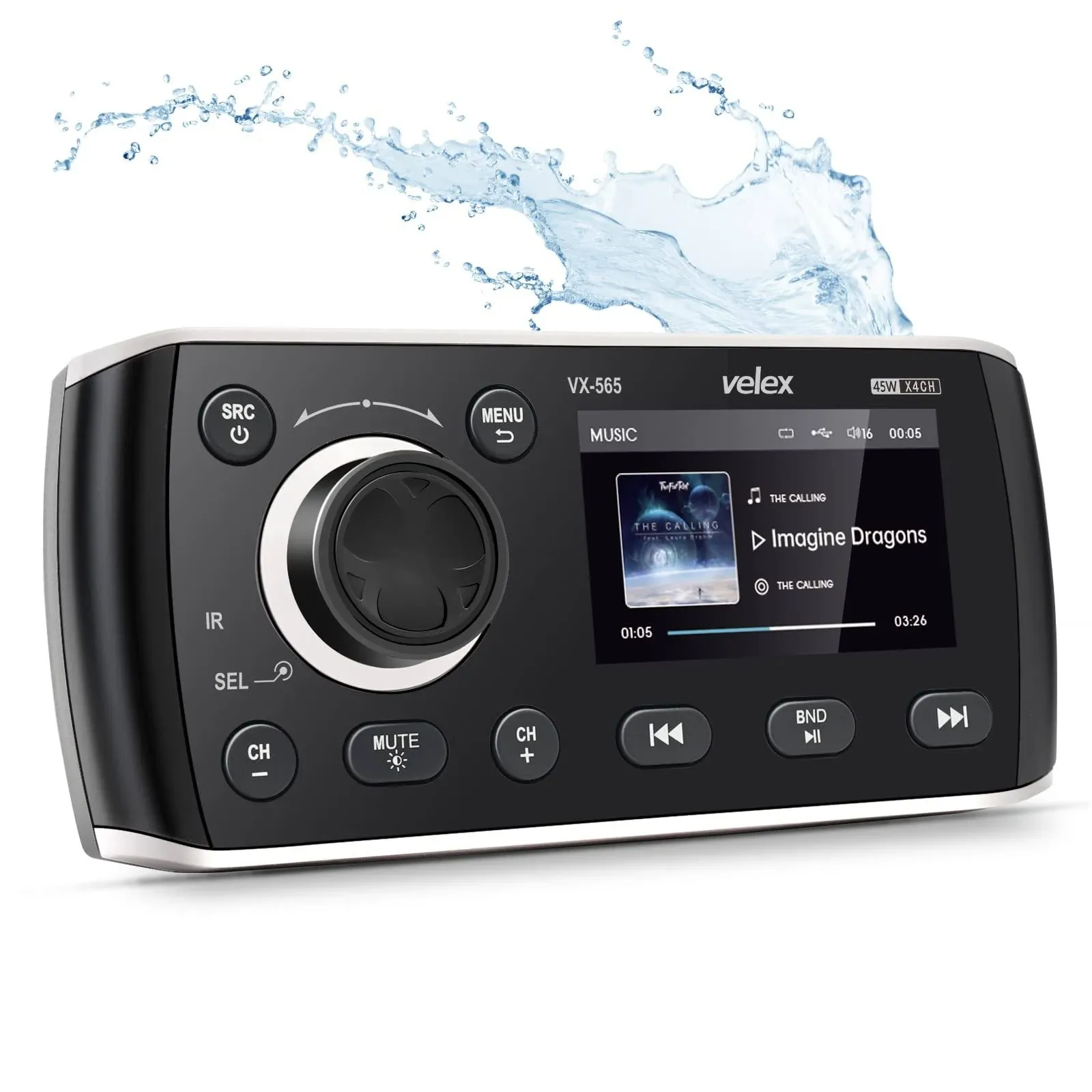 Marine Bluetooth Stereo Audio / Video Receiver Am FM Radio, Mech Less for Yacht, Power Sport