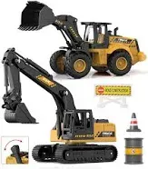 Construction Toys Excavator for Kids, Geyiie Toys Truck Excavator Tractors for Boys Girls 3-5 4-7 8-12 Year Old Kids, Birthday Gift