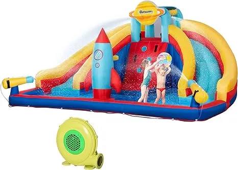 Outsunny 5-in-1 Inflatable Water Slide Kids Castle Bounce House