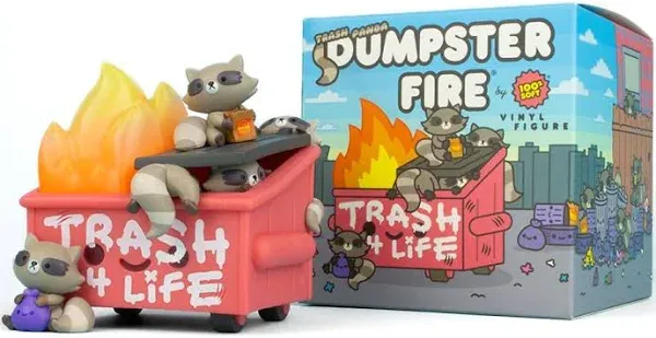 Dumpster Fire Trash Panda Vinyl Figure by 100% Soft