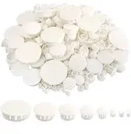 320Pcs 8 Sizes White Plugs Hole Plastic Hole Plugs Hole Round Plugs