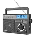 Retekess TR629 Portable Shortwave Radios, Digital Radio AM FM Plug in with DSP, Support Backlight LCD Display, Digital Tuning and Preset, USB, Micro SD, Clock, Recorder