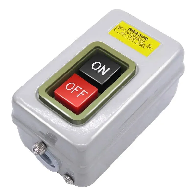 mxuteuk AC 220V/380V Push Button Switch On/Off Start Stop Switch 3 Phase Self Lock Electric Motor Switches Mechanical Equipment Control Station 10A BS230B