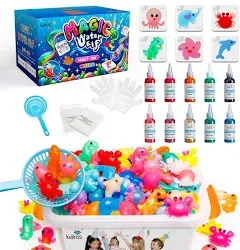 10 цвята Magic Water Elf Комплект играчки, Aqua Fairy Water Gel Kit с 5 цвята искрящ магически гел, 5 цвята Magic Gel, 6 формички за морски създания, подаръци за рожден ден, занаяти и изкуство Направи си сам комплект за деца