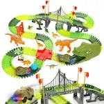 Bemiton Dinosaur Toys Race Car Track Create a Dinosaur World Road Race