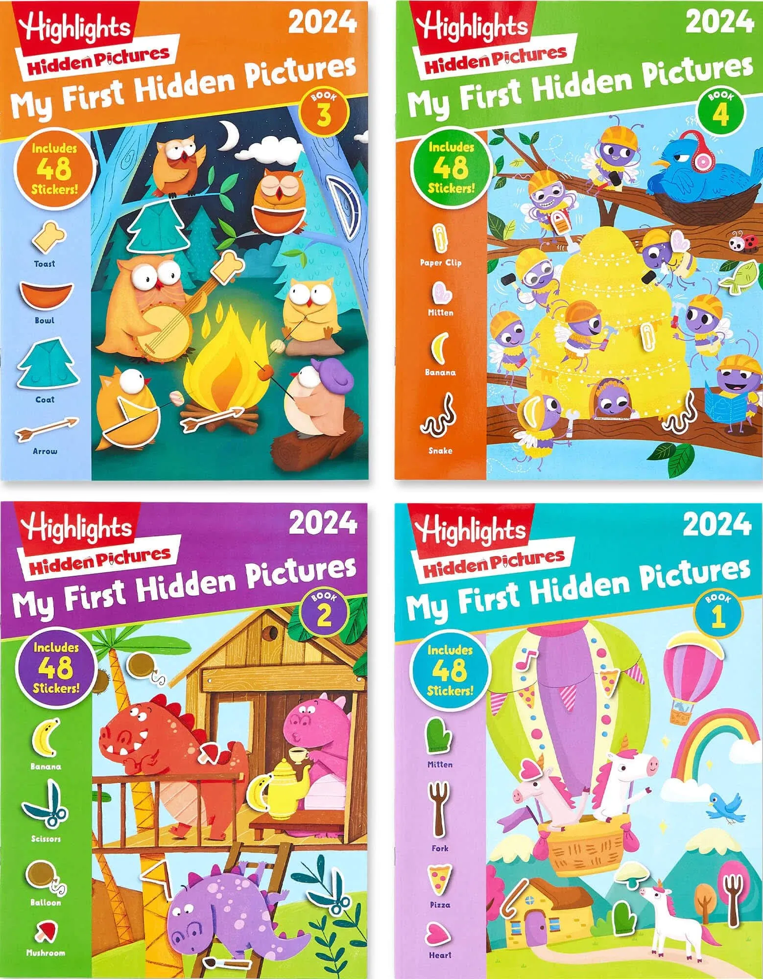 Highlights My First Hidden Pictures 2024 Activity Books for Kids Ages 3-6, 4-Book Set of Travel-Friendly Screen Free Seek and Find Fun with Stickers