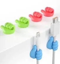 12Pcs Cable Clips, Fun Cord Holders, Silicone Thumb Wall Hooks, Cord Organizer for Desk Wall Car Nightstand, Cord Clips, Wire Holders, Phone USB Charger Cable Management, Key Hanger