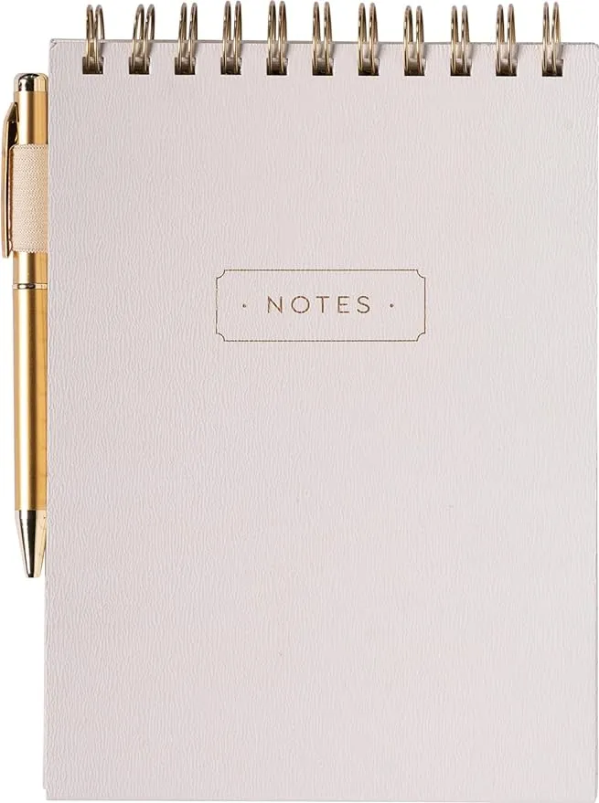 Eccolo Lined Top Spiral Notebook, Flexi-Cover Steno Pad with Pen Included (240 Perforated Pages), "Notes" A5 Notepad Ideal for Note Taking in School, College or Work (Green, 6x8.5 Inches)