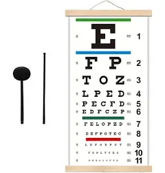 Snellen Eye Chart, Eye Charts for Eye Exams 20 Feet with Wooden Frame 11X22 Inch