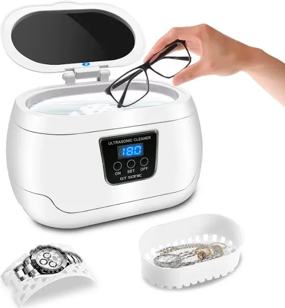 Ultrasonic jewellery Cleaner, Professional Ultrasonic jewellery Cleaner 20 Ounces(600ML) with Five Digital Timer, Watch Holder,Cleaning Basket, SUS Tank for Cleaning Eyeglasses, Ring,Watches, Dentures