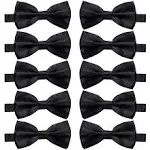 10 Pcs Elegant black Pre-tied Bow ties Formal Tuxedo Bowtie Set with Adjustable Neck Band,Gift Idea For Men And Boys