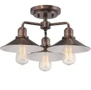 Newbury Station 3 Light 18 inch Old Satin Brass Semi-Flush Ceiling Light