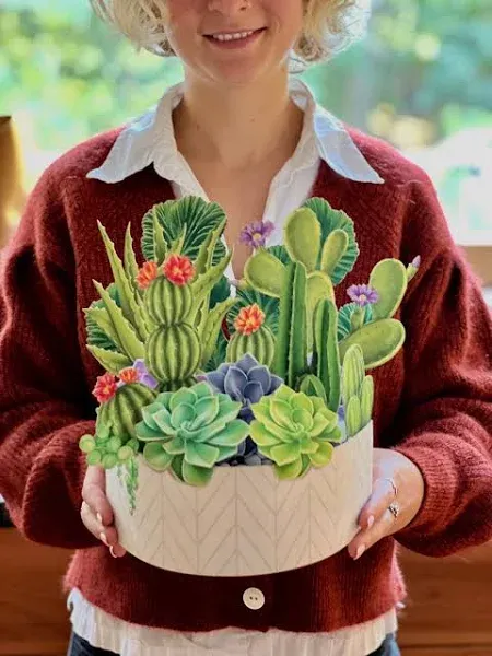 FreshCut Paper Cactus Garden 3D Pop-Up Paper Bouquet Greeting Card