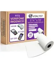 Vonlyst Thermal Paper Roll 2 1/4 X 55 for Verifone Vx520 Ingenico ICT220 ICT250