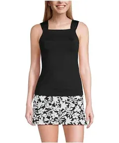 Lands' End Women's Chlorine Resistant Cap Sleeve High Neck Tankini Swimsuit Top