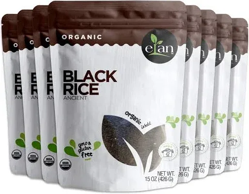 Elan Organic Ancient Black Rice 8 Pack 120 Oz Non-GMO Vegan Gluten-Free