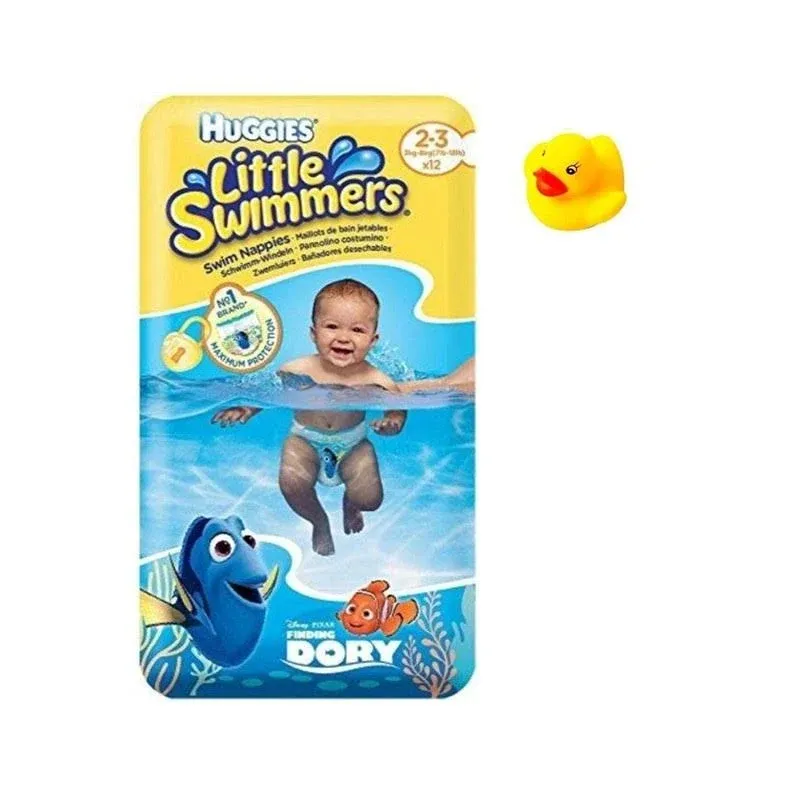 X-Small - Little Swimmers Disposable Swim Diapers, 7lb-18lb., 12-Count Bonus Rubber Duckie Pool Toy