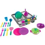 Kids Play Dish Set, 27 Piece Tableware Dish Set with Dish Drainer