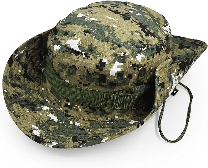 Outdoor Wide Brim Sun Protect Hat, Classic US Combat Army Style Bush Jungle Sun Cap for Fishing Hunting Camping