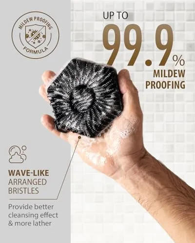 Silicone Body Scrubber for Men & Women, Exfoliating Body Scrubber in Shower, Gentle & Effective Bathroom Silicone Loofah with Easily Lather Bristles and Anti-slippery Handles for All Skin Types (1pcs)