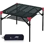 iClimb Extendable Folding Table Large Tabletop Area Ultralight Compact with Hollow Out Tabletop and Carry Bag for Camping Backpacking Beach Concert BBQ Party, Three Size (Black - XL)