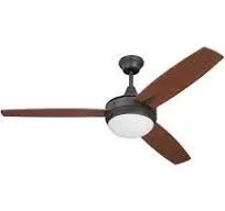 Craftmade 3 Blade Ceiling Fan with Dimmable LED Light and Wall Control TG52ESP3 Targas 52 Inch Espresso