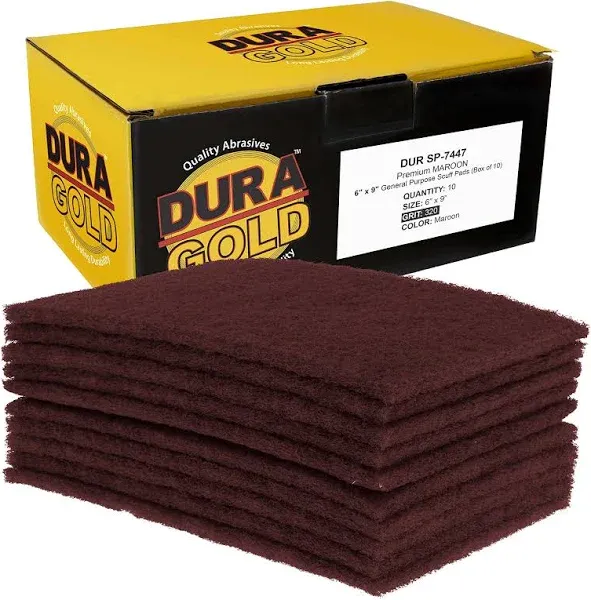 Dura-Gold Premium 6&#034; x 9&#034; 10 Scuff Pad Variety Pack, 2 Each Maroon, Gray, Gol...