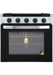 RV 3-Burner Drop-In Gas Range 21" | Black with Stainless Steel Accents | Stylish LED Knobs | Easy-Clean Oven | Propane-Powered | CSA Certified | GR-21B