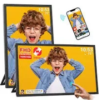 64GB 21.5inch FRAMEO Digital Photo Frame with 1920x1080 FHD IPS LCD Touch Screen, Dual-WiFi Share Photos & Videos Via Frameo App, Support USB Drive/Mirco SD Card Extend Storage, Auto-Rotate