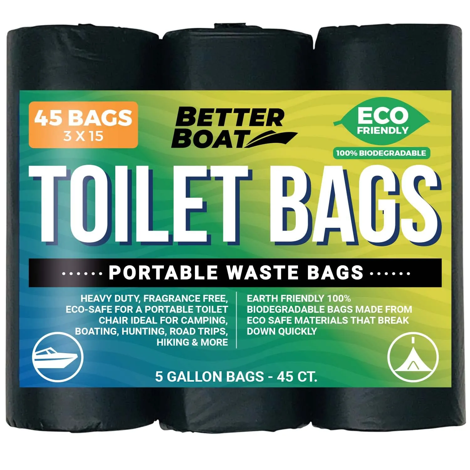 45 Toilet Bags for Portable Potty Bags for Portable Toilet Camping Boating Ou...