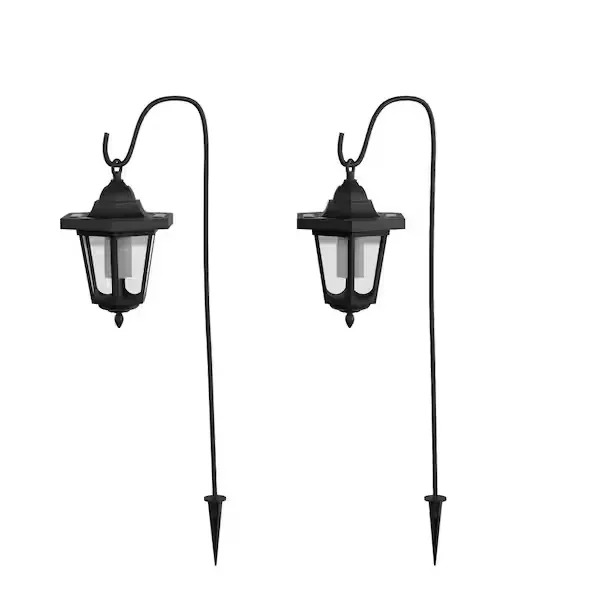 Pure Garden Black Outdoor Integrated LED Landscape Hanging Coach Path Lights (2-Pack) HW1500088