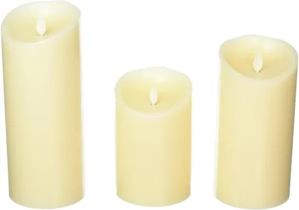 Luminara LED Flickering Flameless Pillar Wax Scented Candles Set of 3 with Timer