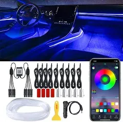 QVEVDACAR Car LED Strip Lights RGB Car Interior Lights 16 Million Colors 9 in...