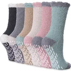 FNOVCO Non Slip Socks for Women Winter Warm Cozy Fuzzy Slipper Socks Soft Fluffy Hospital Socks with Grips