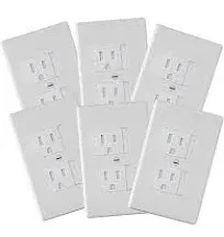 6-Pack Safety Innovations Self-Closing (1 Screw) Standard Outlet Covers - An Alternative to Wall Socket Plugs for Child Proofing Outlets, (White)