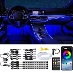 Wireless App Car Lights RGB Kit w/ Remote 4 Dash &amp; 5 LED Strips