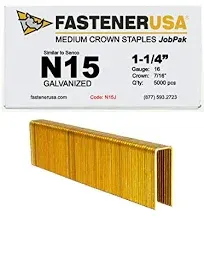 1-1/4" LEG x 7/16" CROWN 16GA GALV N15 STAPLES 5,000ct | N15J