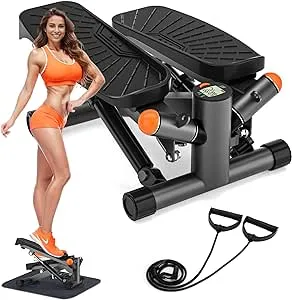 ACFITI Steppers for Exercise at Home,Adjustable Resistance Stair Stepper with Resistance Bands,Mini Stepper with 350lbs Loading Capacity,Twist Stepper Portable Exercise Equipment for Full Body Workout