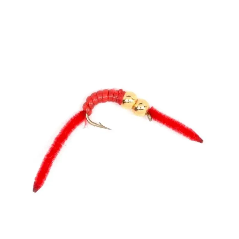 The Fly Fishing Place San Juan Worm Trout Fly Assortment Power Bead Worms 1 Dozen Wet Nymph Fly Fishing Flies - Hook Size 10-3 Each of 4 Patterns