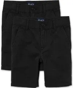  Boys Stretch Chino Shorts 4 Flax/New Navy 2-pack