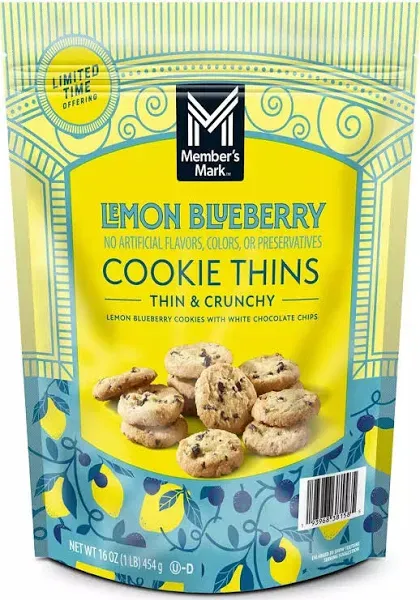 Members Mark Lemon Blueberry Cookie Thins 16 Ounce