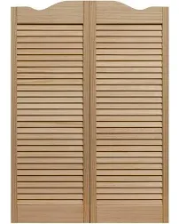 858442 Dixieland Louvered Café Interior Swing Solid Wood Door, 24&#034;X42&#034;, Unfinish