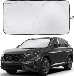 Magnelex Car Windshield Sunshade With Bonus Steering Wheel Cover Sun Shade. Reflective Polyester Blocks Heat and Sun. Foldable Sun Shield That Keeps