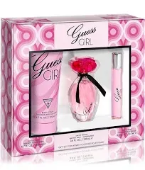 GUESS Girl Eau de Toilette 3 Piece Gift Set - Perfume Spray 3.4 Fl. Oz., Travel Spray 0.5 Fl. Oz., & Body Lotion 6.7 Fl. Oz.